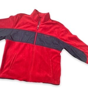 Ralph Lauren CHAPS‎ Men’s Fleece Jacket 2XL Zip Front Red Blue w/Pockets